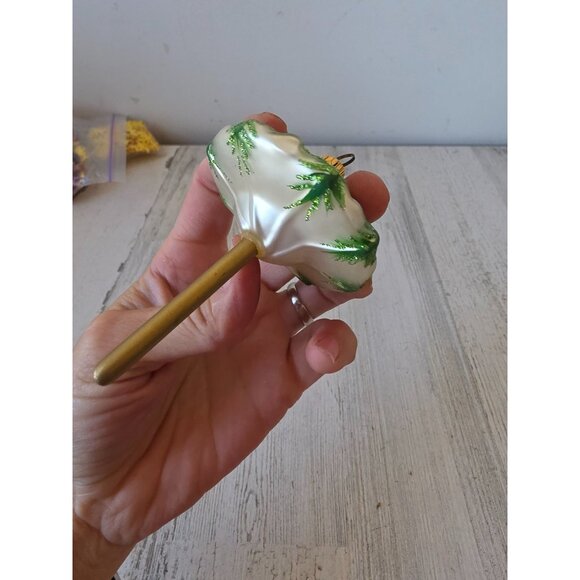 Beach umbrella glitter ornament glass Xmas tree Poland - Picture 6 of 8